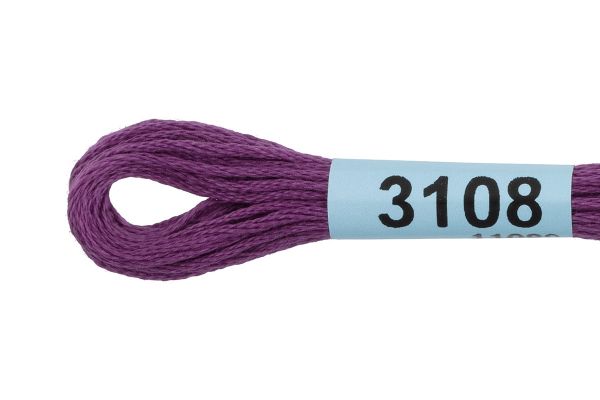Мулине Gamma 100% хлопок, цв.3108 т.т.сиреневый, 24 мотка по 8 метров