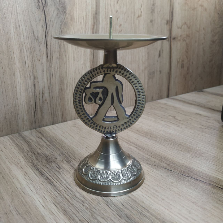 Подсвечник с иглой Знак Зодиака в круге Весы латунь (антик) 8,3x8,3x12,8 см