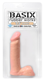 Гибкий фаллос с мошонкой Basix Rubber Works 7,5'' (Цвет: телесный)