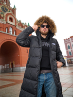 Пуховик мужской удлиненный "Russia" черный