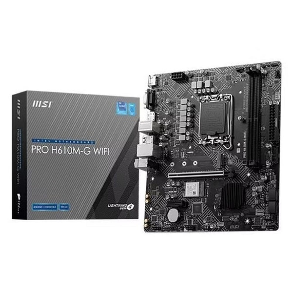 Материнская плата MSI PRO H610M-G WIFI (LGA1700/H610/2xDDR5/PCI-Ex16/M.2/SB7.1/GLAN/Wi-Fi/BT/DisplayPort/HDMI/VGA/mATX)