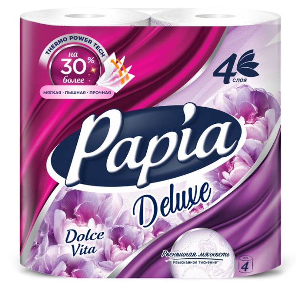 Туалетная бумага Папия 4сл 4рул Deluxe Дольче Вита