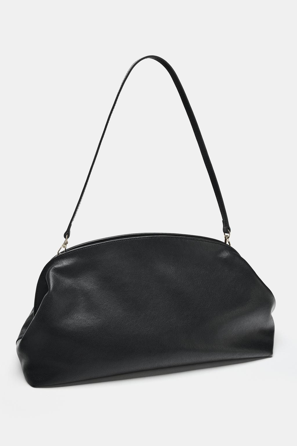 ZARA КОЖАНЫЙ КЛАТЧ, ЧЕРНЫЙ
