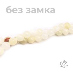 Нить бусин оникс белый 10 мм