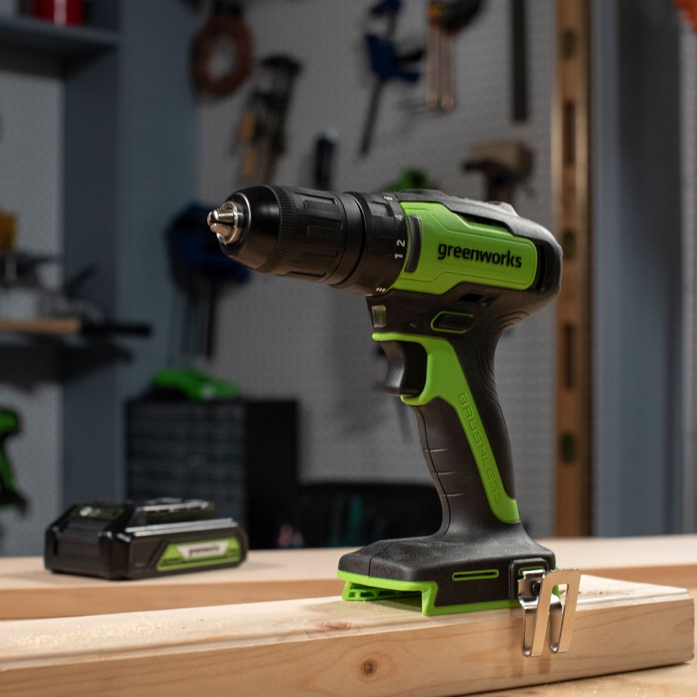 Аккумуляторная ударная дрель шуруповерт Greenworks GD24DD60K2, 3704107UA, 24v, АКБ 2 А·ч и ЗУ в кейсе
