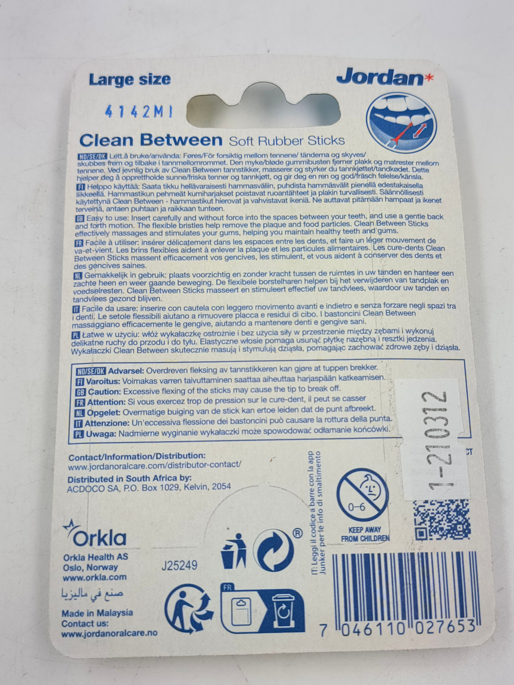 Зубочистки Clean Between Large 40 шт. оранжевые (из Финляндии)