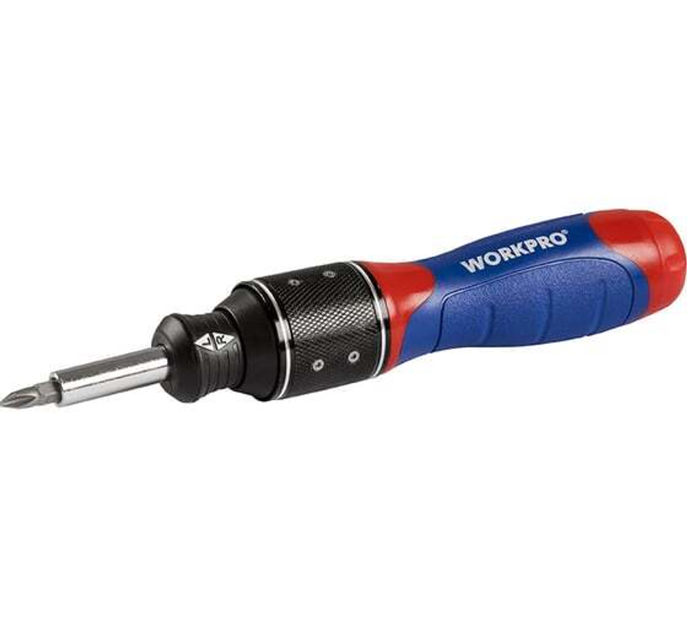 Реверсивная отвертка WORKPRO 6-скоростная с двойным приводом 32 насадки WP221055
