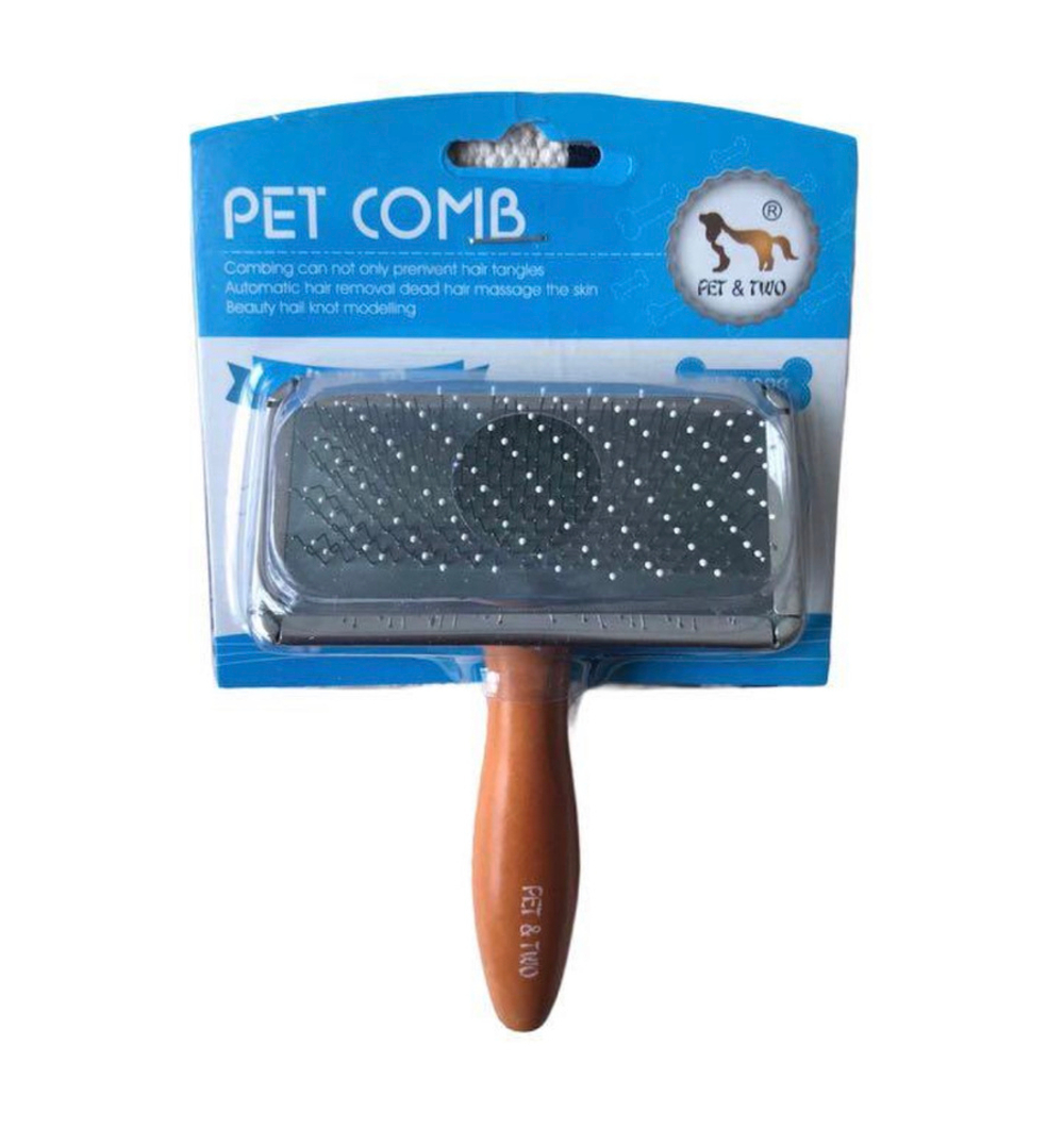 Пуходерка "Pet comb" металл, ручка дерево, капля