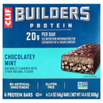 Clif Bar, Builders Protein Bar, Chocolatey Mint, 6 Bars, 2.4 oz (68 g) Each