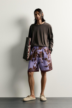ZARA ШОРТЫ СВОБОДНОГО КРОЯ ИЗ 100% ШЕЛКА — LIMITED EDITION, С ПРИНТОМ