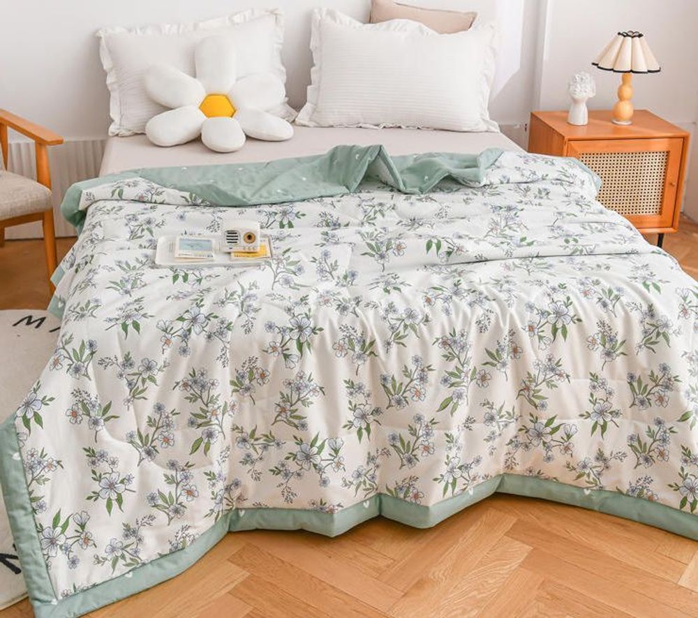 ZEPHYR HOME Одеяло лето 200х230 двуспалка цветы зеленый