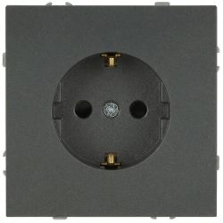 Розетка ЭРА Galaxy 15-2102-06 c заземлением 2P+E Schuko со шторками 16А-250В IP20 графит | Эра Galaxy