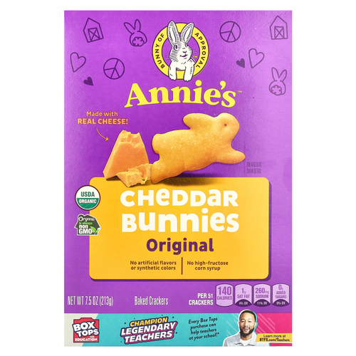 Annie's Homegrown, Органические кролики с чеддером, запеченные крекеры, 213 г (7,5 унции)