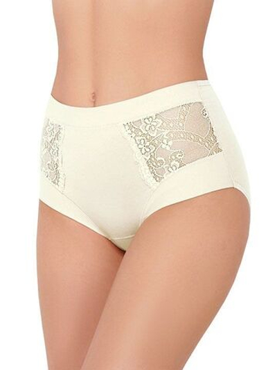Высокие трусики Charm Cotton с кружевными вставками (Размер: M) (Цвет: белый)