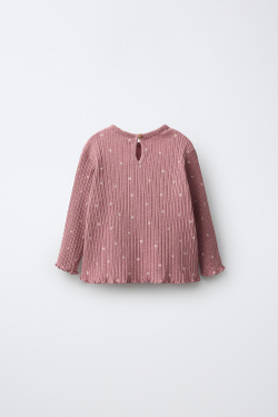 ZARA ЛОНГСЛИВ С ПРИНТОМ «СЕРДЦА», ТЕМНО-РОЗОВЫЙ