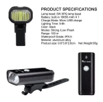 Фонарь велосипедный, передний West Biking YP0701257 (аккум. 1800 mAh, 3 режима,USB)