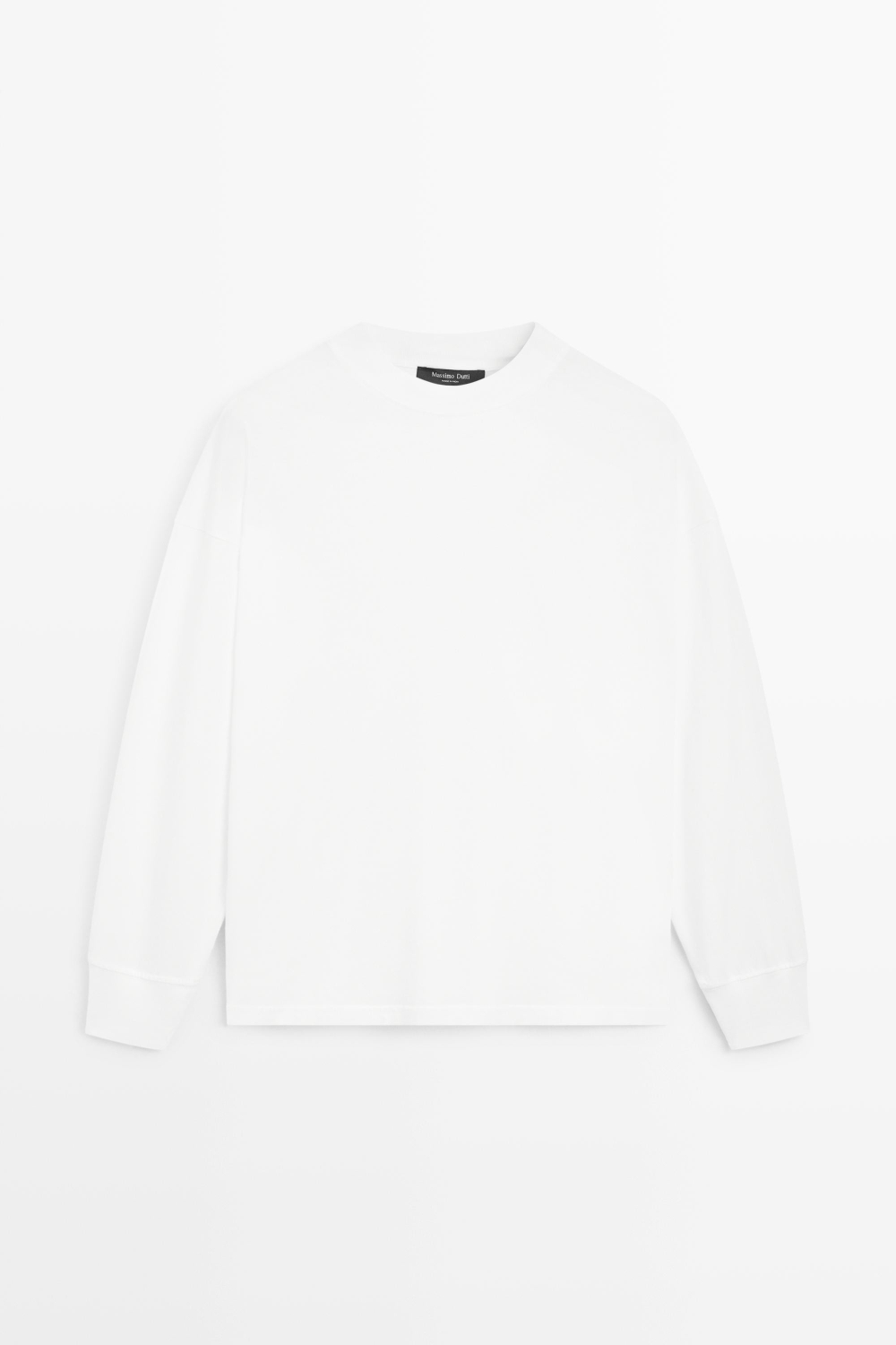 Massimo Dutti Футболка с круглым вырезом и длинными рукавами, белый