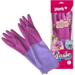 Перчатки резиновые Рози YORK (L) с удлинённой манжетой ароматизированные