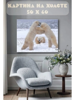 Картина на стену 40 X 50 Белые медведи