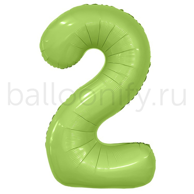 Шар ЦИФРА 2 Сатин Pistachio 40" 102 см
