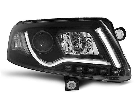 Передние фары Audi A6 C6 xenon tube lights tru drl black