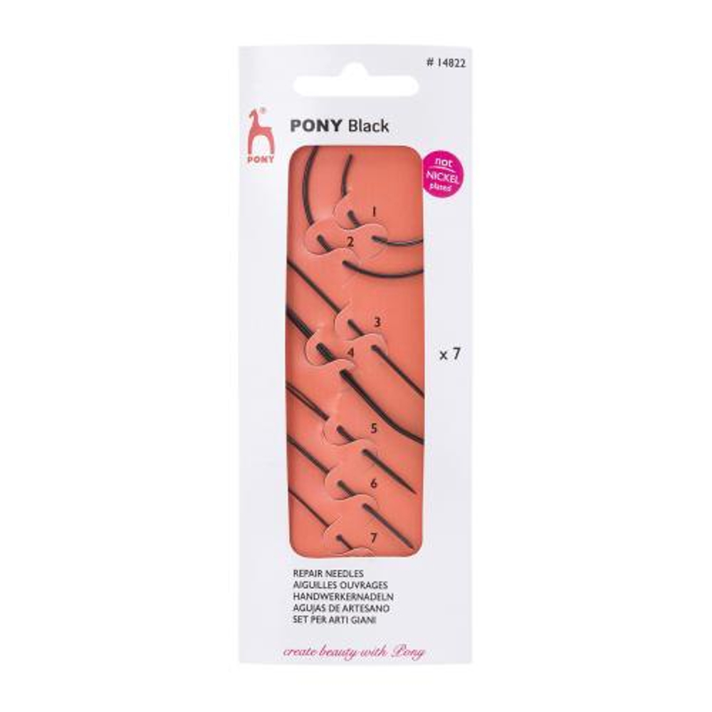 Иглы ручные для шитья и ремонта Repair Kit BLACK, 7шт, PONY 14822