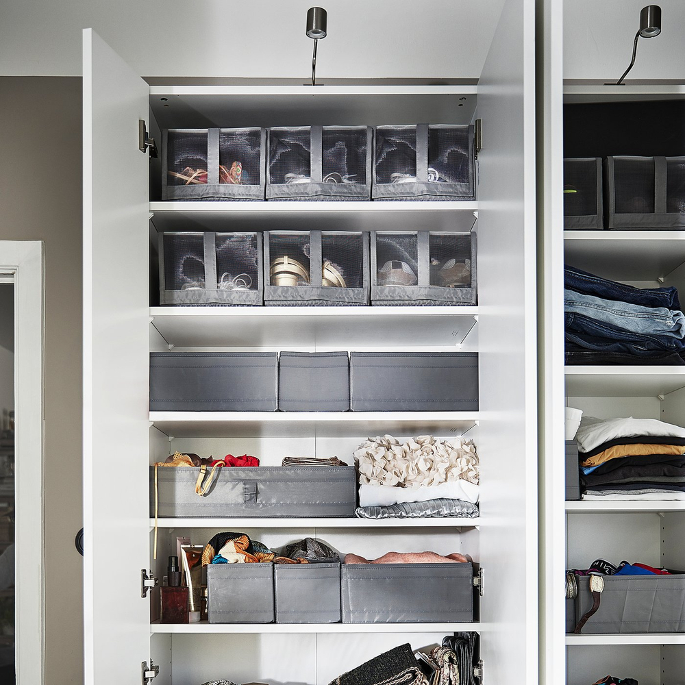 IKEA SKUBB  (ИКЕА СКУББ)  -  Коробка для обуви - темно-серый 22х34х16 см