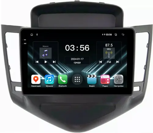 Магнитола для Chevrolet Cruze 1 2009-2012 (рамка черная) - FarCar S280 монитор 9.5" IPS на Android 13, CarPlay