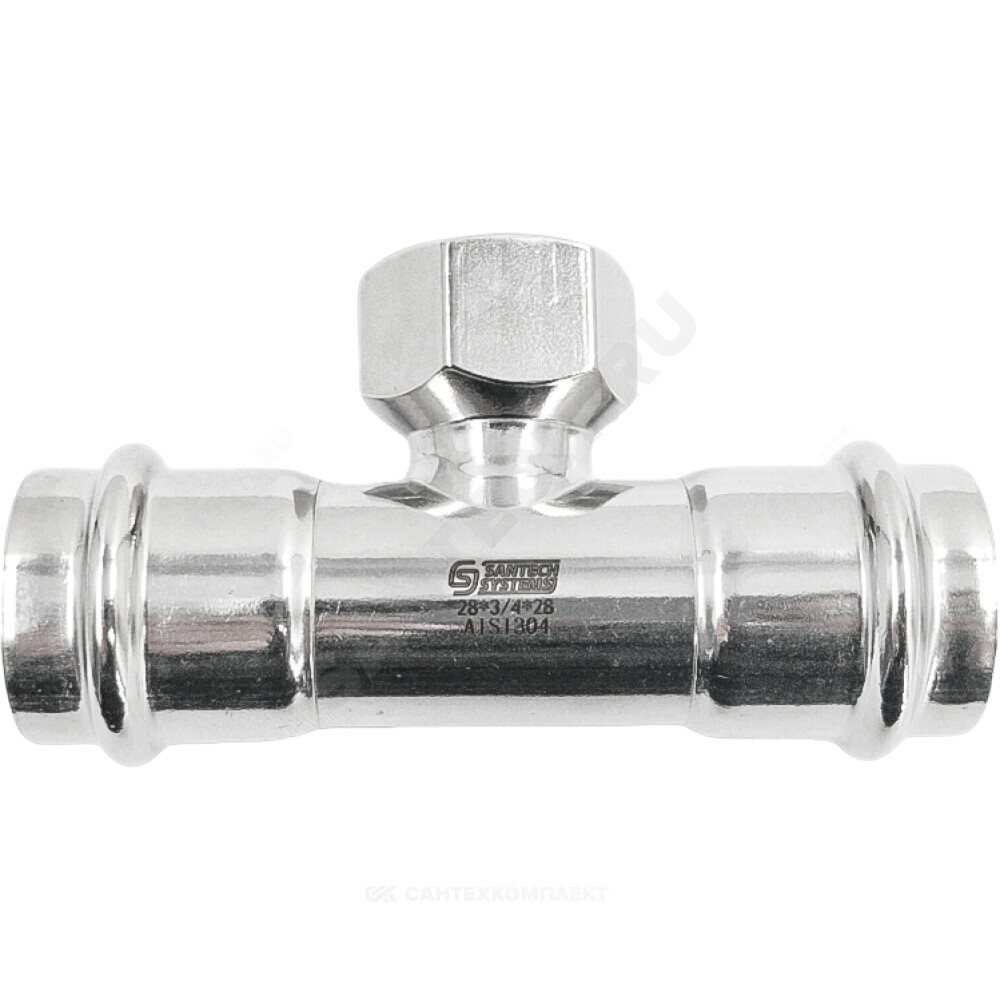 Тройник сталь нерж AISI 304 Дн 22х1/2"х22 пресс/ВР SantechSystems