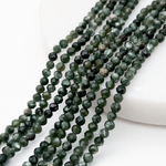Серафинит граненый бусины, диаметр около 3-3,2 мм, цена за отрезок 19 см (1/2 нити)