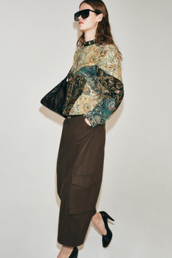 ZARA БРЮКИ-КАРГО CAPRI — ZW COLLECTION, КОРИЧНЕВЫЙ