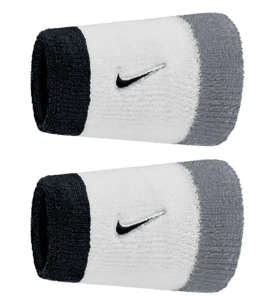 Напульсник теннисный Nike Swoosh Double-Wide 2P - white/cool grey/black