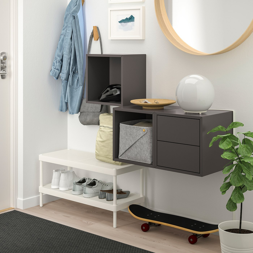 IKEA EKET  (ИКЕА ЕКЕТ)  -  Комбинация навесных шкафов - тёмно-серый 105x35x70 см