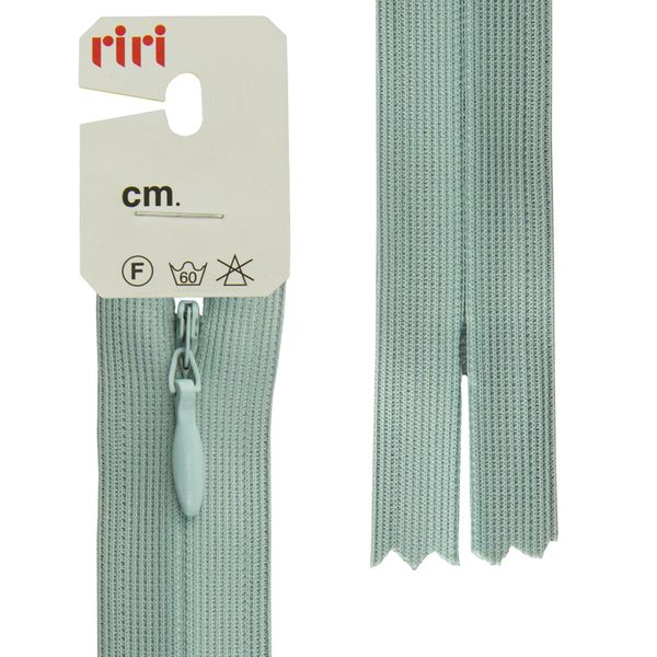 Молния потайная (скрытая) RIRI Т3 (3 мм) 1 зам., н/раз., 22 см, цв.2712, мятно-серый хол., 10 шт