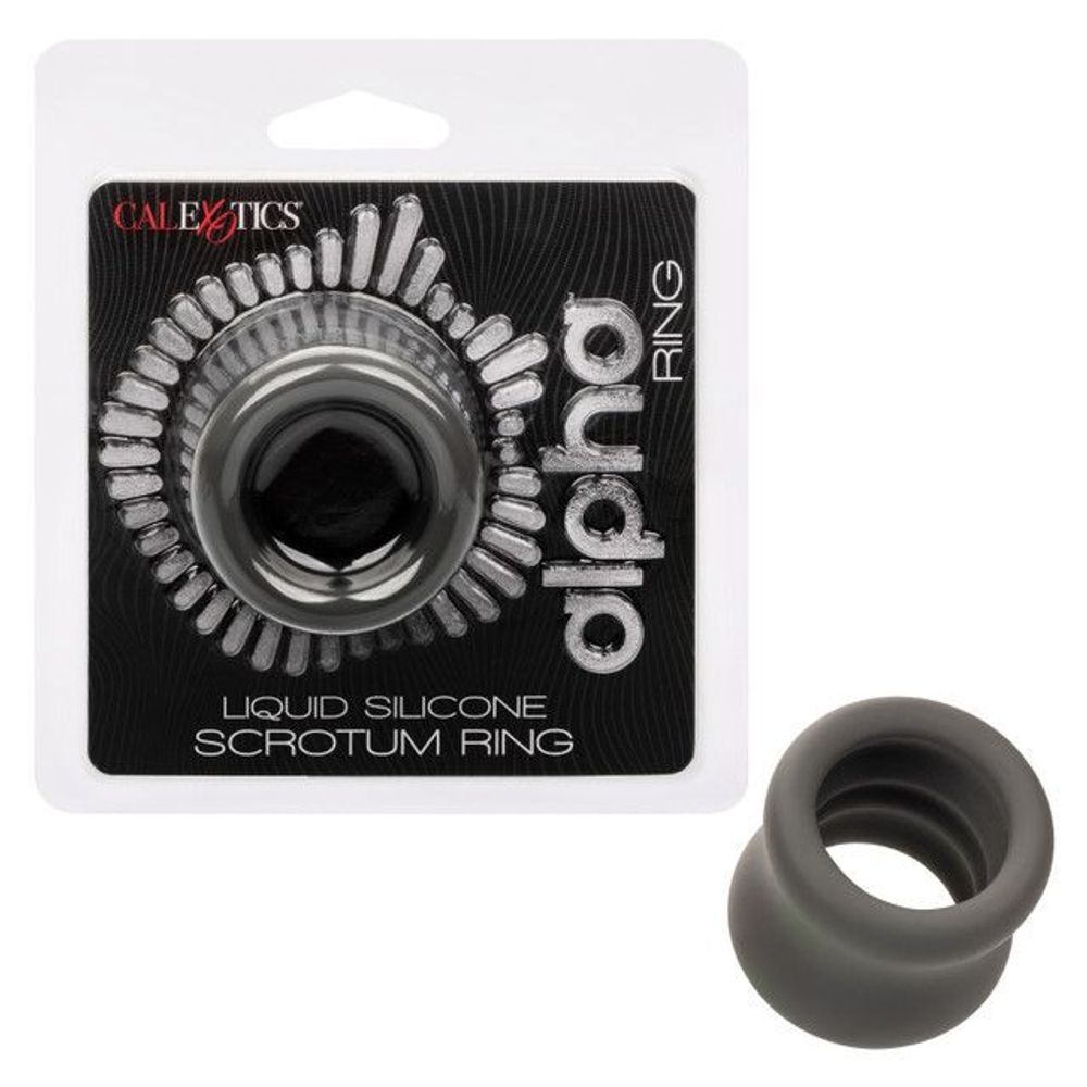 Серое эрекционное кольцо для мошонки Alpha Liquid Silicone Scrotum Ring (Цвет: серый)