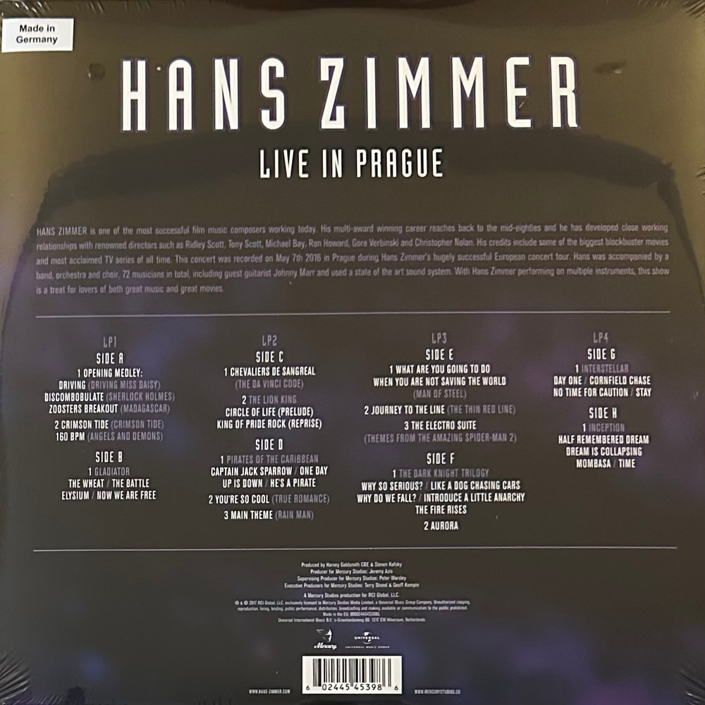 Hans Zimmer - Live In Prague 4LP (Германия 2022г.) Green