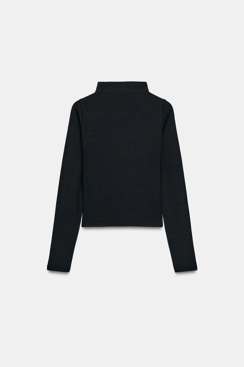 ZARA ФУТБОЛКА С ВОРОТНИКОМ-СТОЙКОЙ, ЧЕРНЫЙ