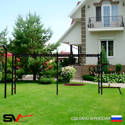 Уличная шведская стенка Sv Sport рукоход х 2 с комплектом турник прямой У55233 (Брусья/Скамья/Гнездо 80см/Кронш бокс)