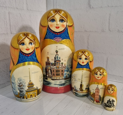 Матрешка "Виды города" 5 мест