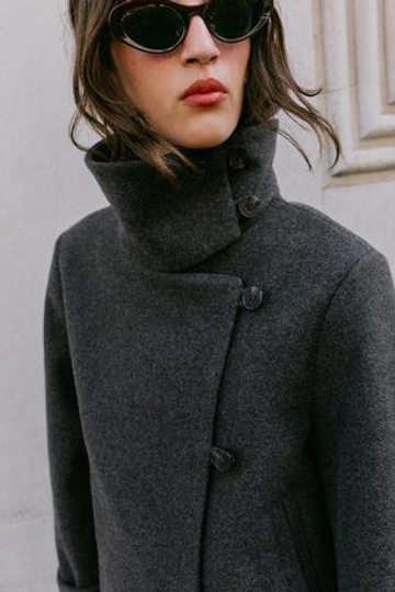 ZARA МЯГКАЯ ДВУБОРТНАЯ КУРТКА, СЕРЫЙ