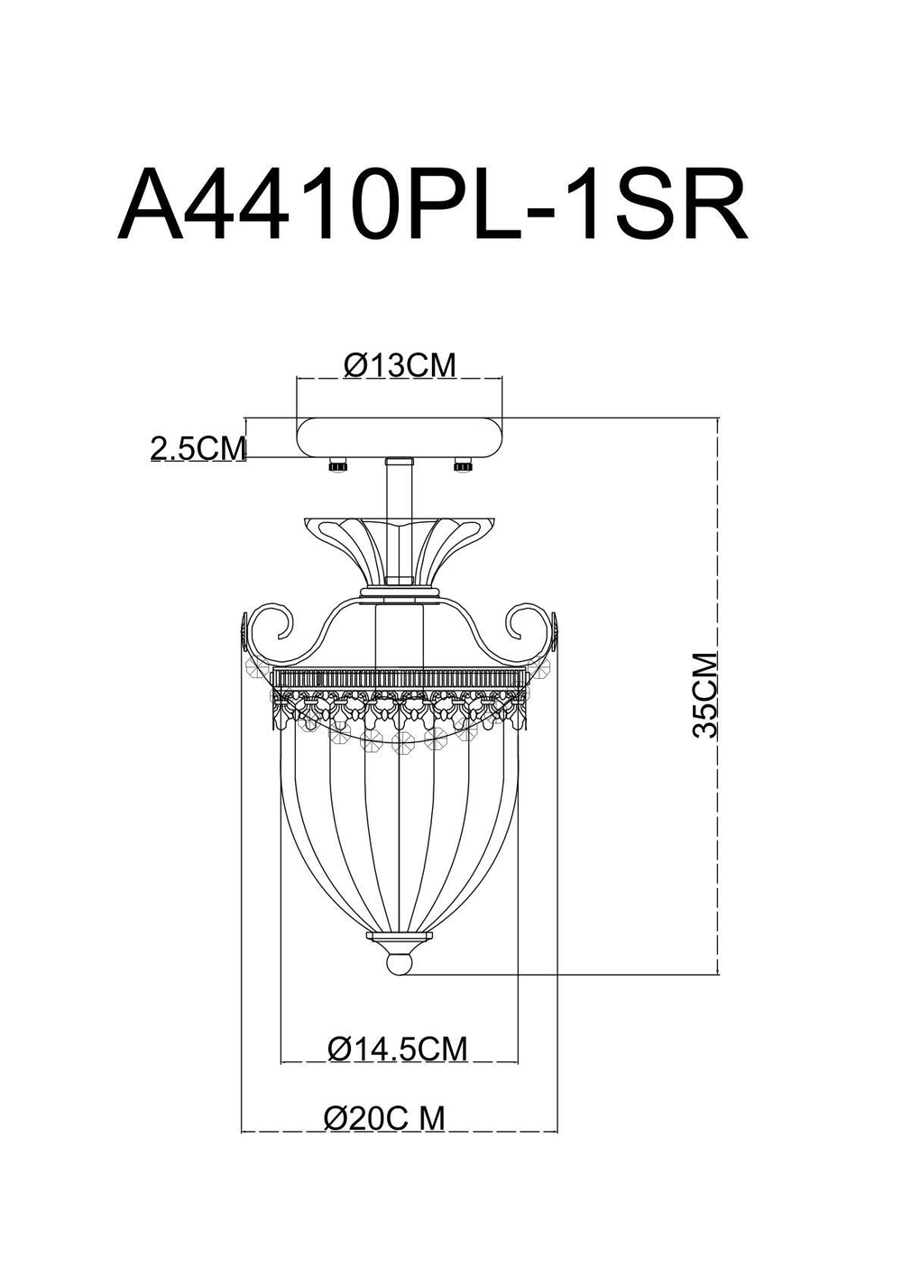 Светильник потолочный Arte Lamp Schelenberg A4410PL-1SR
