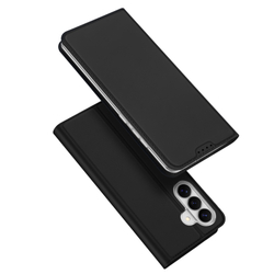 Чехол книжка из кожи черного цвета для Samsung Galaxy S26, серия Skin Pro Series от Dux Ducis