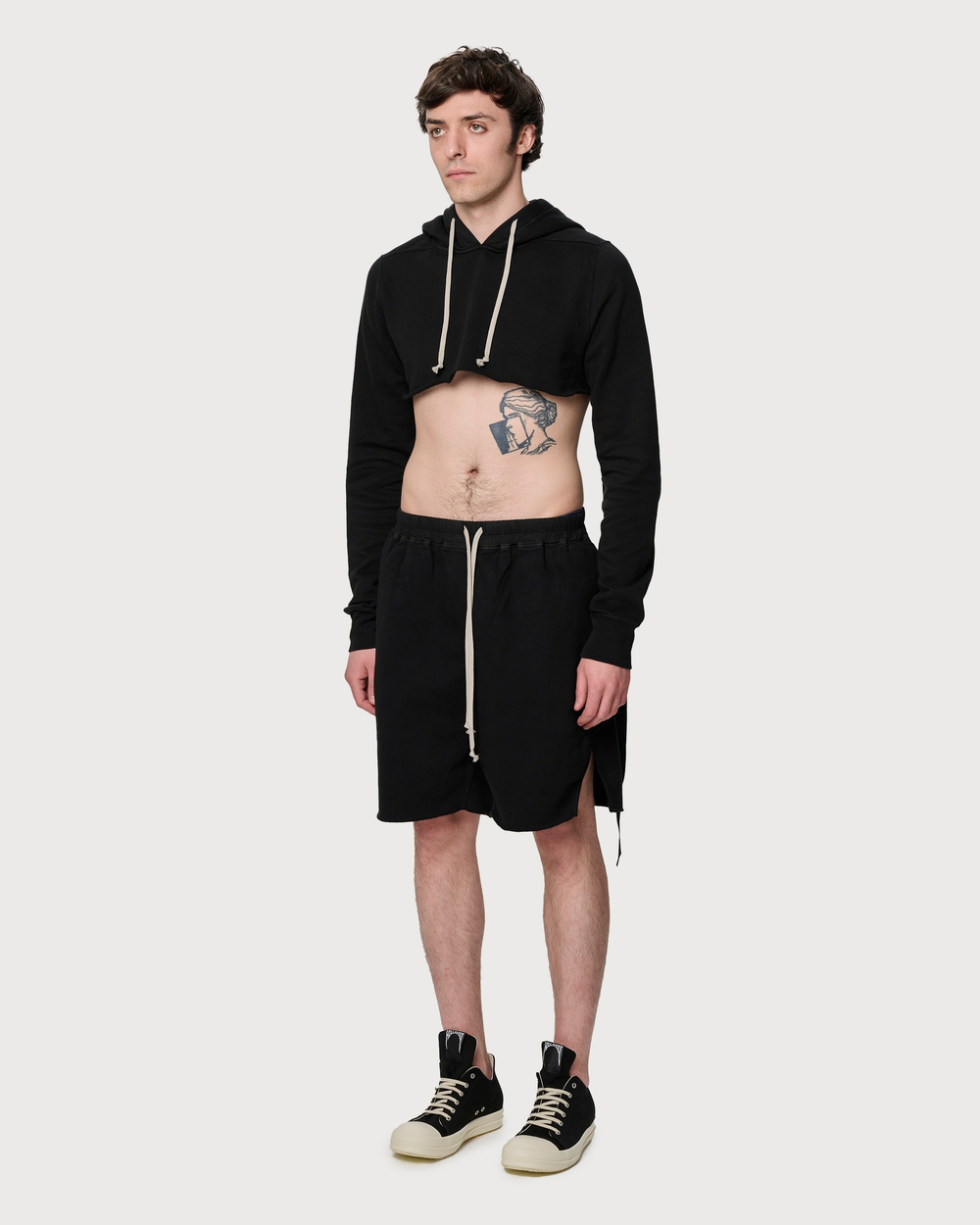 RICK OWENS DRKSHDW ХУДИ ЧЕРНАЯ МУЖСКАЯ УКОРОЧЕННАЯ