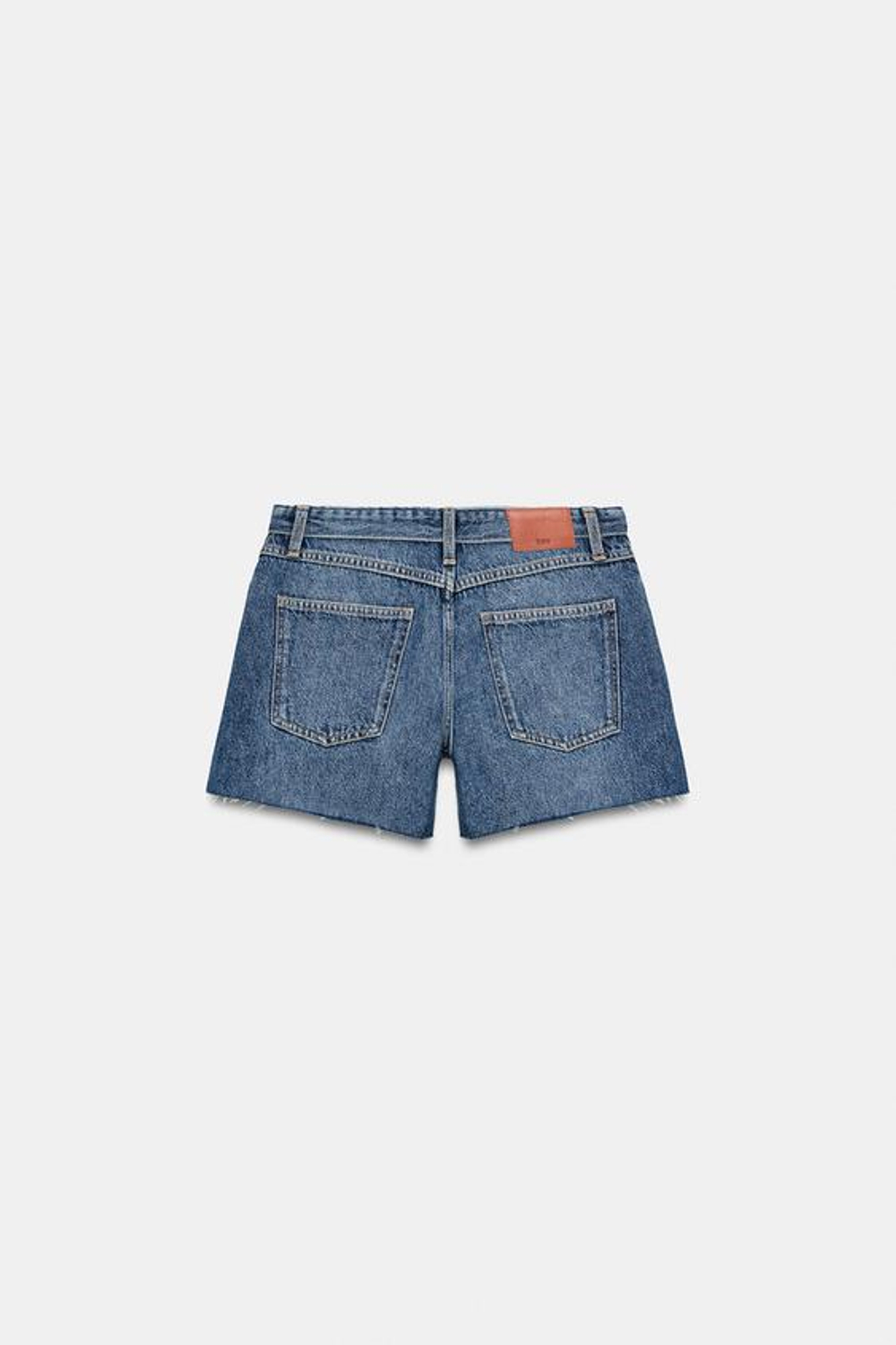 ZARA ШОРТЫ С НИЗКОЙ ПОСАДКОЙ И ОТВОРОТАМИ, ВЫЦВЕТШИЙ СИНИЙ