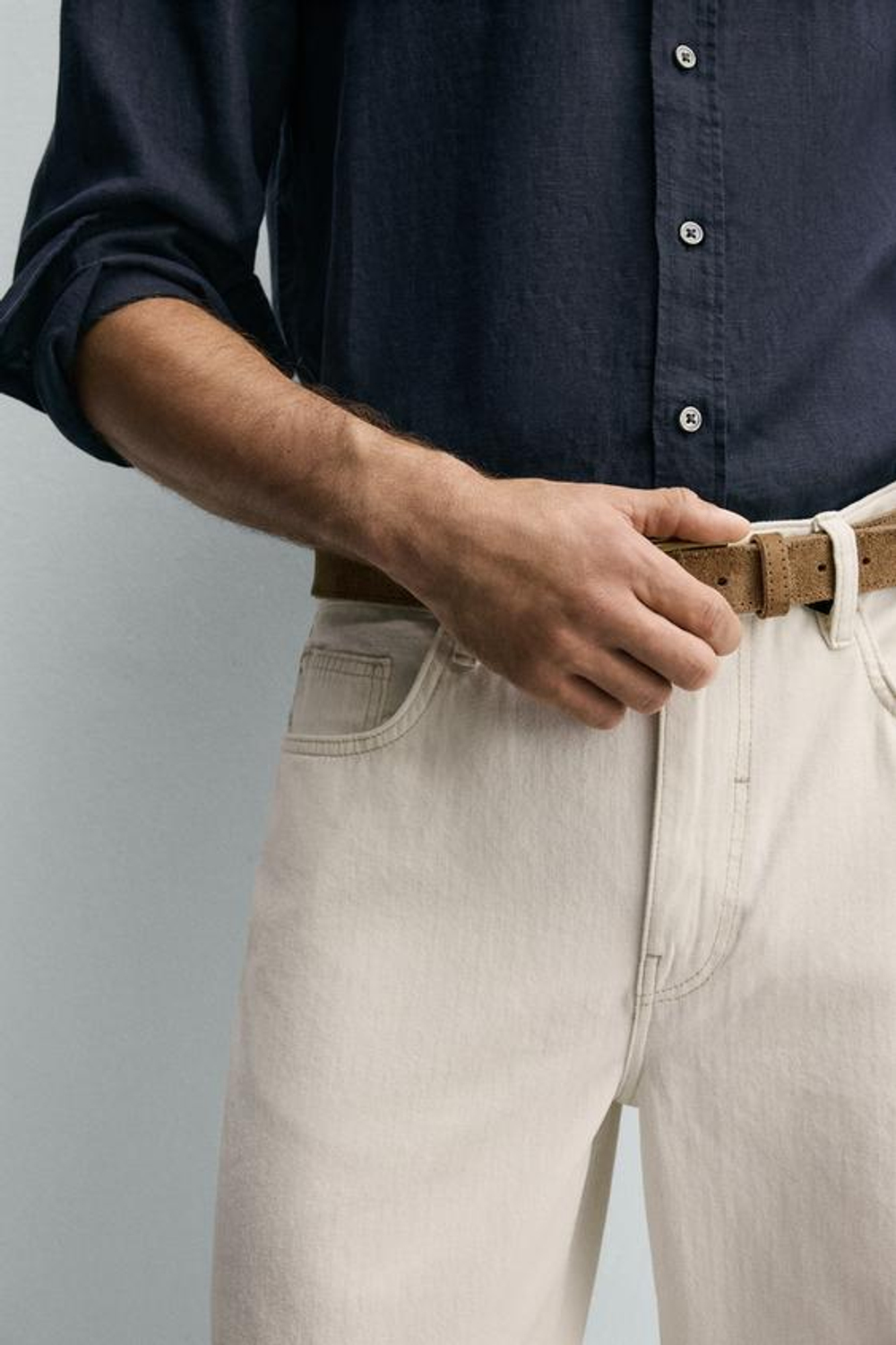 ZARA ДЖИНСЫ STRAIGHT FIT, ЖЕЛТОВАТО-БЕЛЫЙ