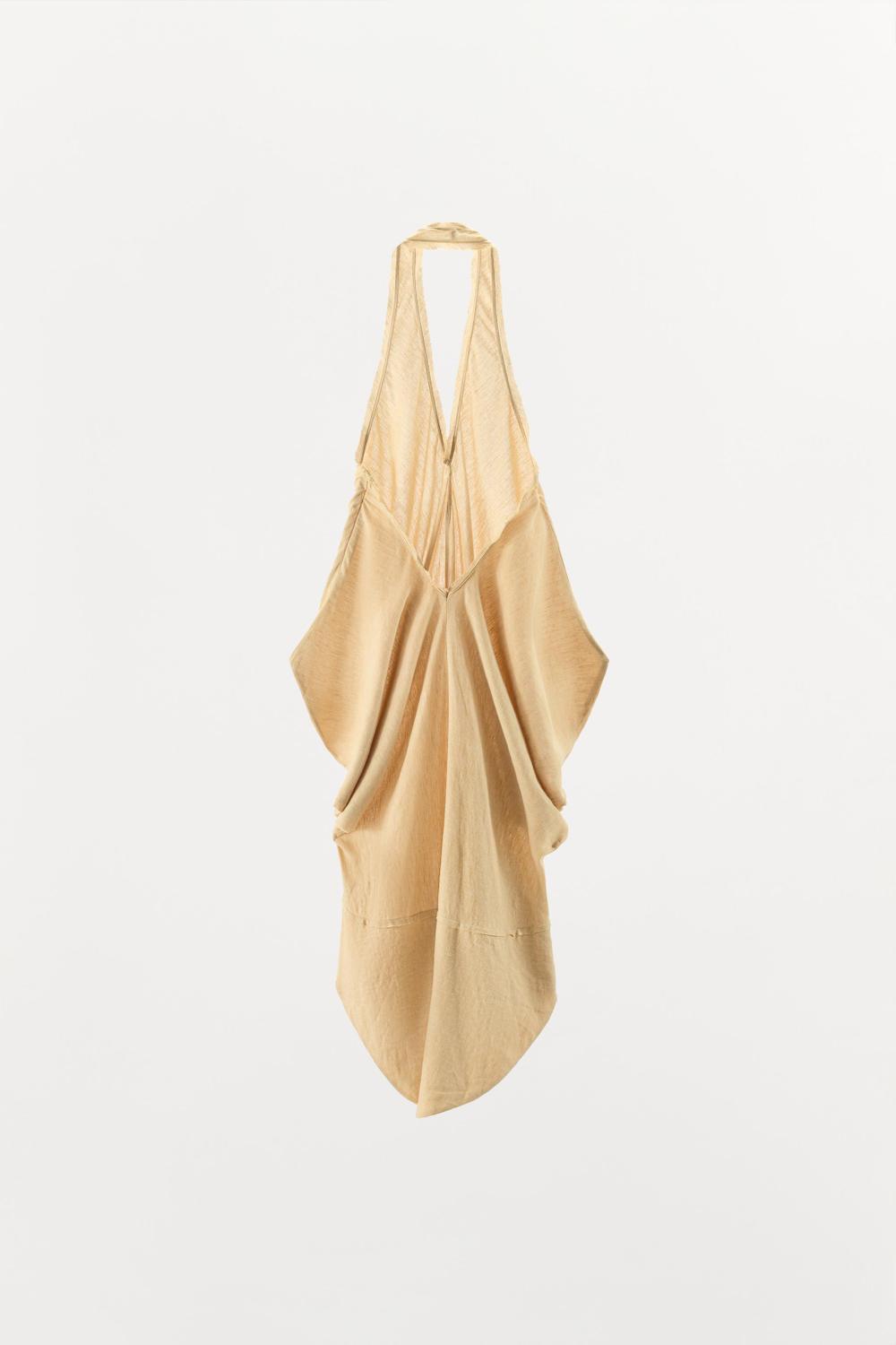 МИНИ-ПЛАТЬЕ С ГОРЛОВИНОЙ ХАЛТЕР ИЗ СМЕСОВОГО ЛЬНА — ZARA