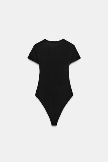 ZARA БОДИ С КОРОТКИМИ РУКАВАМИ, ЧЕРНЫЙ