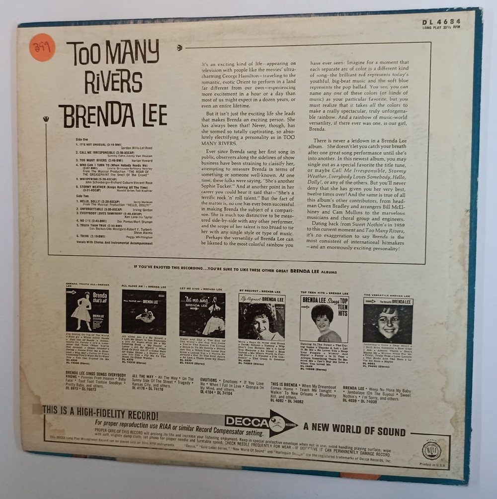 Brenda Lee Too Many Rivers (US 1965)