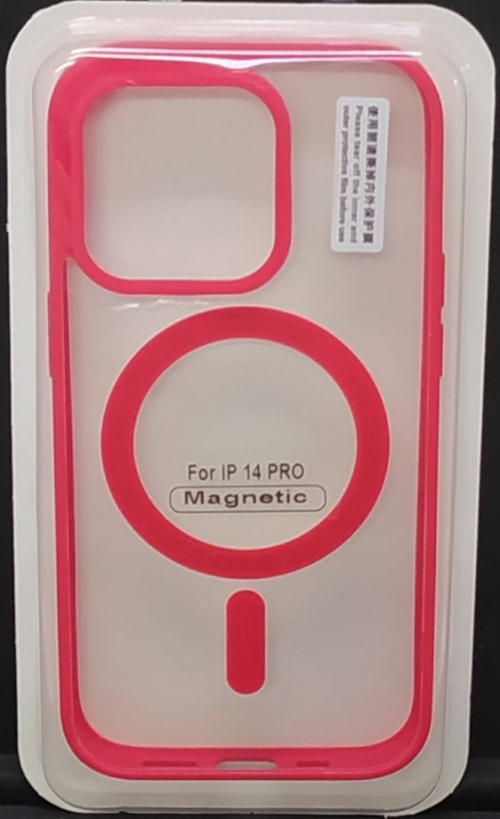 Накладка для i-Phone 14 Pro 6.1" Magsafe силикон прозрачный бока красная