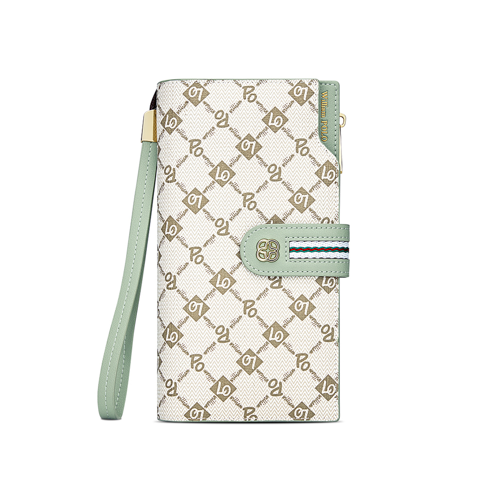 WilliamPOLO PVC Wallet Medium Women"s Green/White/Dusty Pink